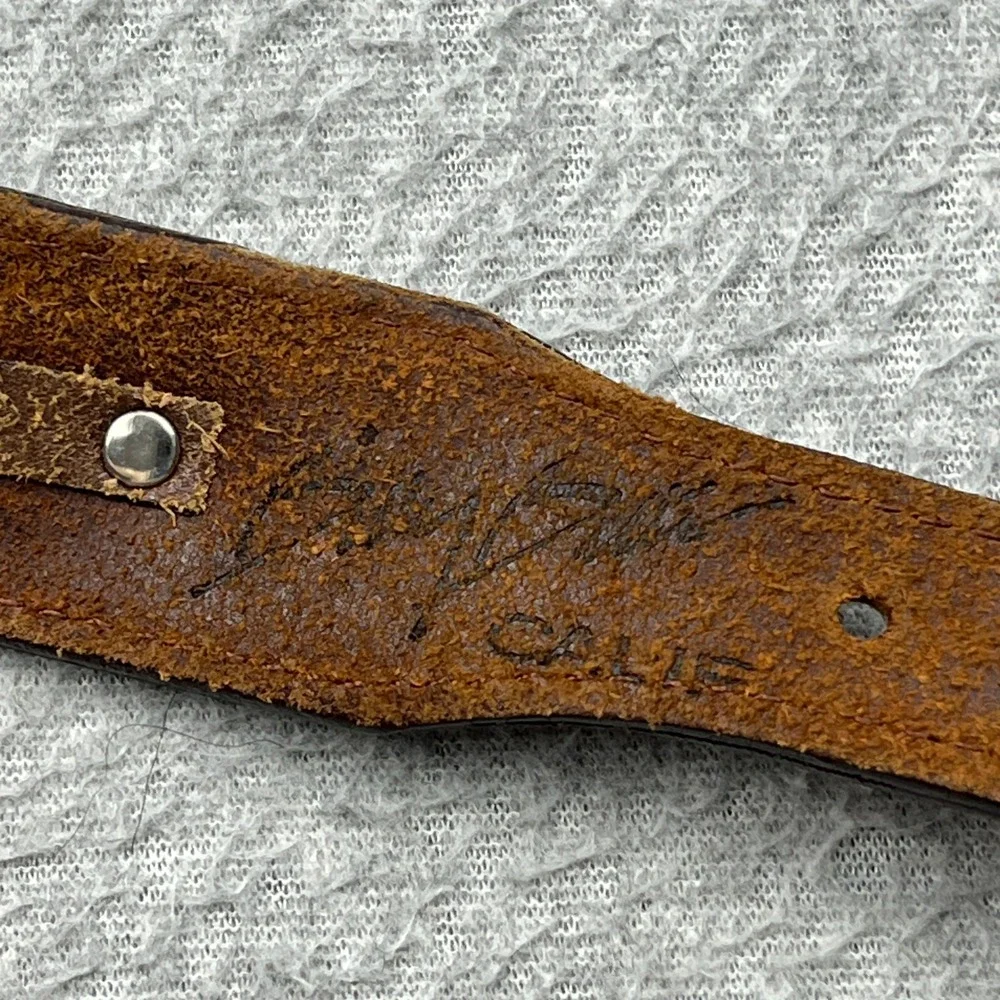 California Billy Belt Mens 34 Brown Leather Concho Western Engraved Buckle 1993
